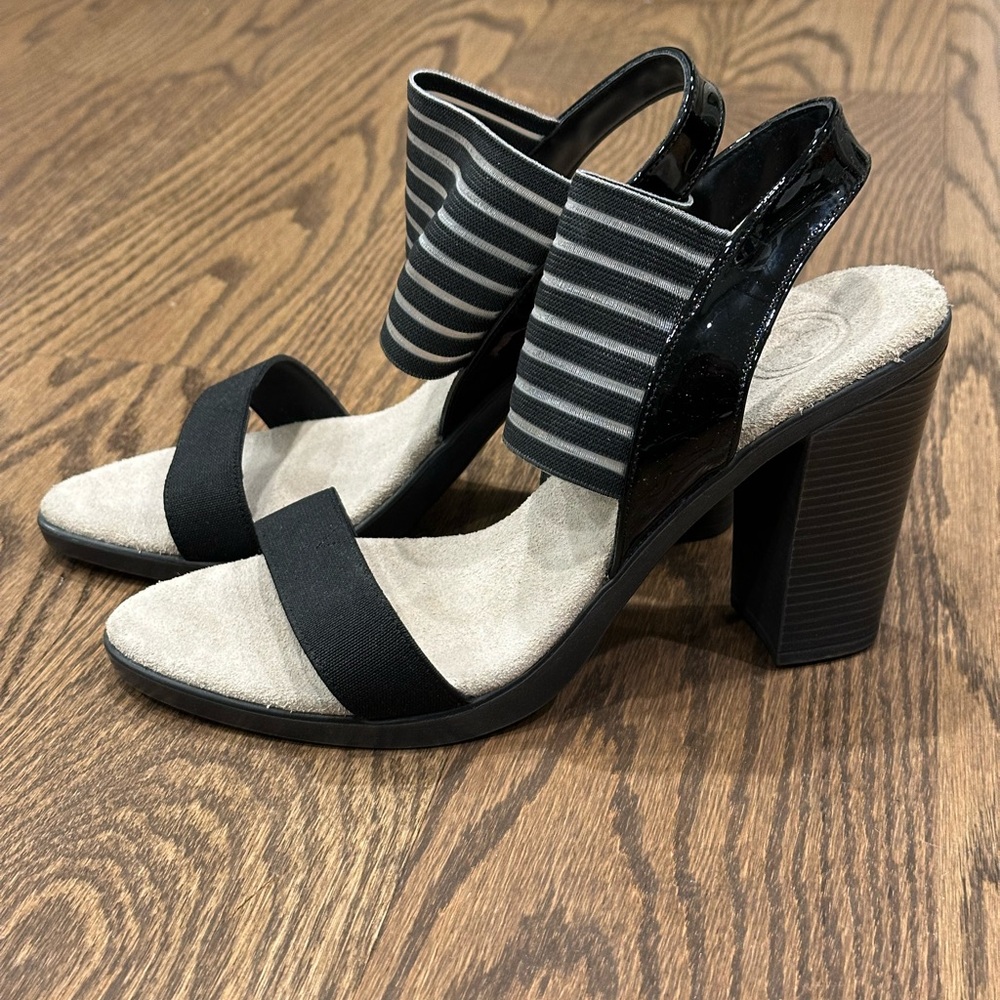 Black Charleston Shoe Co. Striped Mesh heels